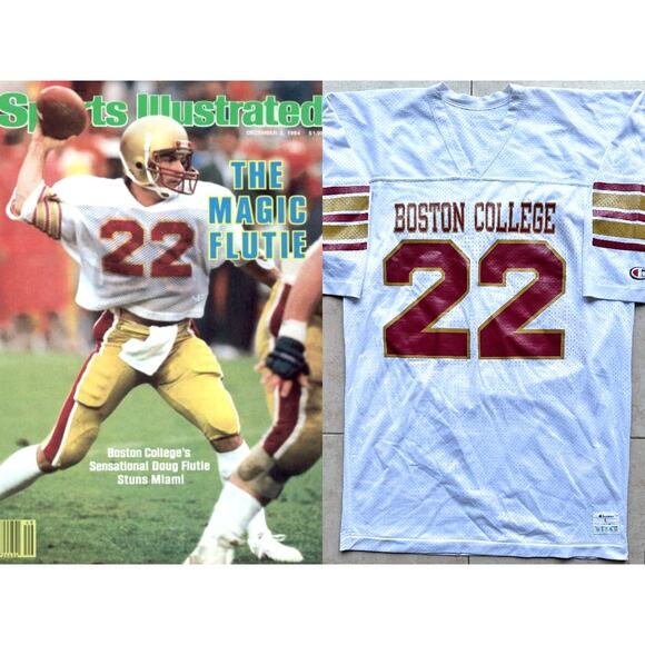 Doug FLUTIE #22 Boston College Eagles 80s CHAMPION jersey L white NCAA vintage - Picture 1 of 9